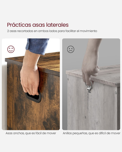 Puff Almacenaje Vasagle Con 2 Bisagras De Seguridad Color Marron rustico
