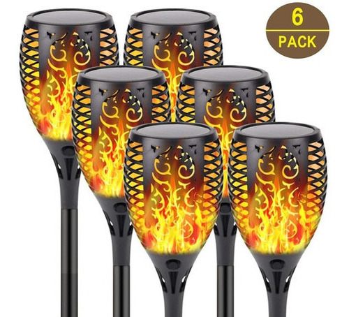 6pcs Mini Luz Solar Antorcha Con Llama Parpadeante 12led