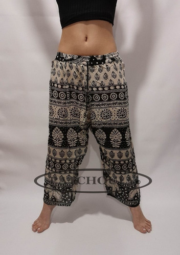 Imagen 3 de 5 de Pantalón Pescadora Hindú Elefantes 100% Algodón Artesanal T1