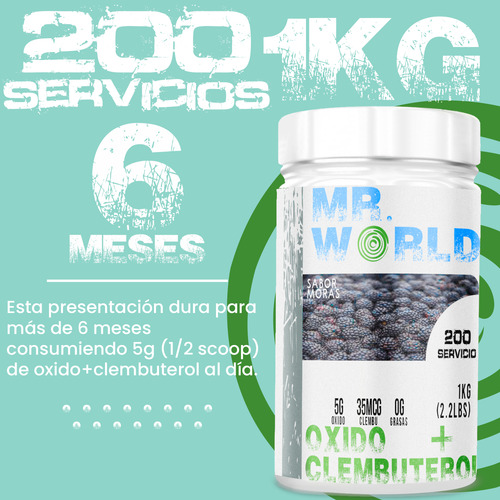 Óxido Nítrico + Clembuterol Mr. World 1kg Pre Entreno