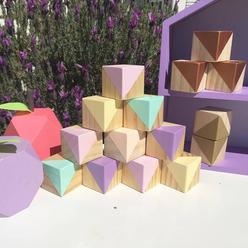 10x Cubos De Madera Natural Bloques Artesanales Adornos 3cm