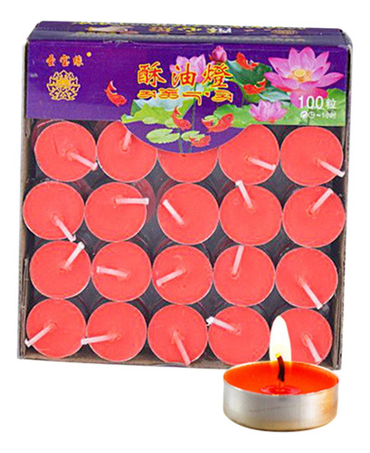 Velas Ligeras De Té 100 Piezas Juego De Velas Diy Rojo