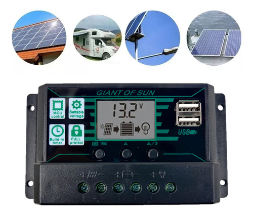 Controlador De Carga Solar 60a Regulador Pwm De 12v/24v 50a