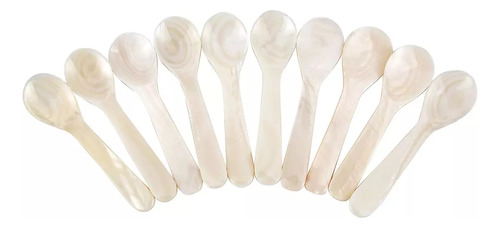 Colher Y Duebel Para Servir Caviar, Madreperla Blanca Ab×10