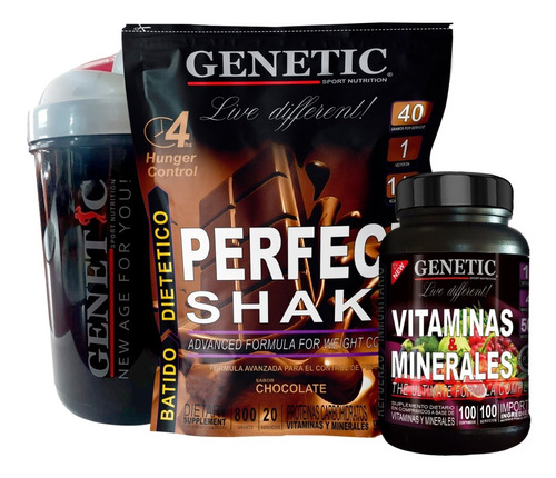 Aminoacidos Esenciales Perfect Shake Vitaminas Vaso Genetic