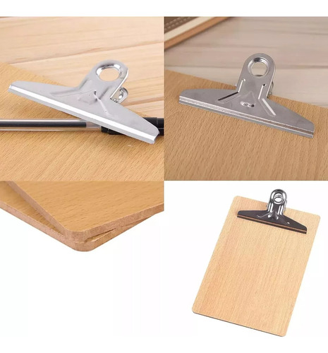 Pack De 6 Tabla Portapapeles De Madera Con Apretador