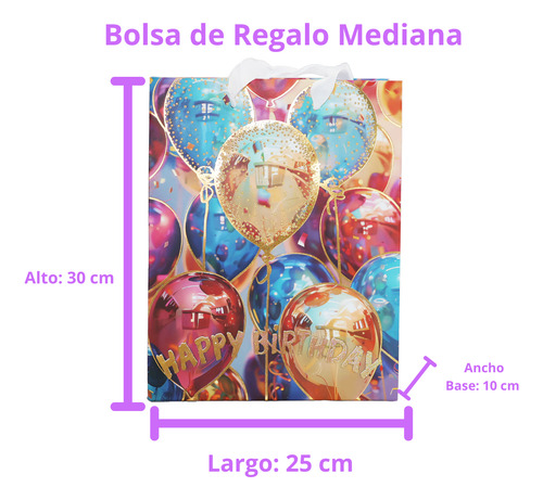 60 Bolsa Regalo Grande 31x42cm Fiesta Cumpleaños Mayoreo