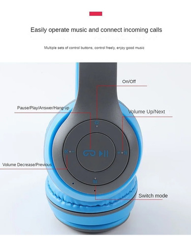 Audífonos Inalámbricos Bluetooth Yisen Plegables Estéreo Color Azul