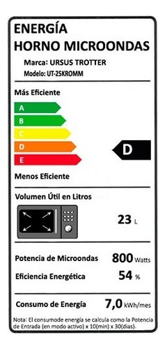 Horno Microondas 23 Litros Ursus Trotter 25k Romm Digital