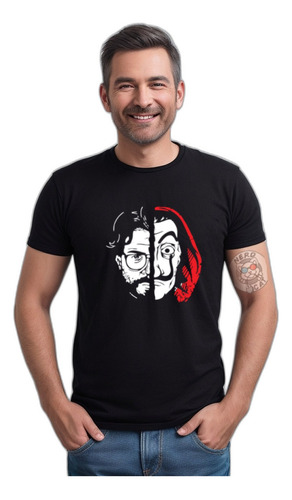  La Casa De Papel Série Rosto Mascara Camiseta Masculina