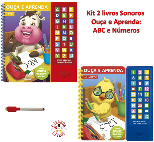2 Livros Sonoros Ouça E Aprenda: 1 Abc E 1 Números