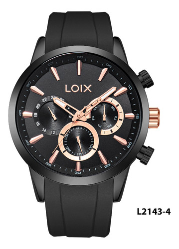 Reloj Hombre Loix®  L2143-4 Pavonado Negro, Tablero Negro