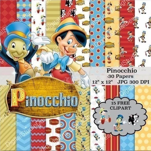Kit Imprimible  Pinocho -  15  Imagenes 30 Fondos