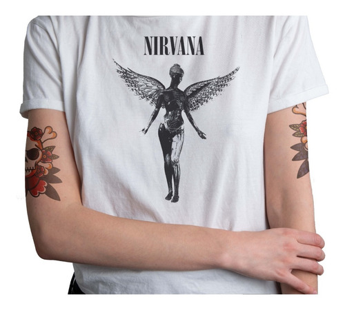 Polera Nirvana Banda Metal Rock Hombre Mujer Blanca Disco