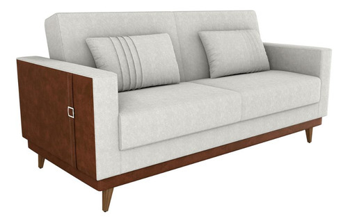 Sofá-cama 203cm 3 Lugares Tecido Bouclé Multimóveis Cr45255 Cor Bege