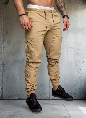 Pantalones Cargo Jogger Deportivo Con Múltiples Bolsillos