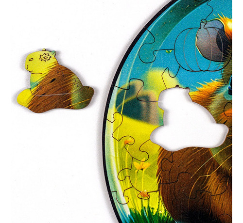 Quebra-cabeça Orbe Capivara 50 Peças De Madeira - Puzi