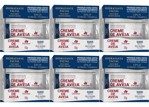 6 Hidratante Facial Creme De Aveia Suave 50g Davene