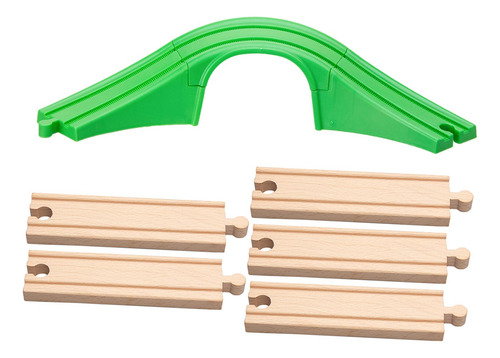 Vías Rectas De Madera, Figura De Puente Ferroviario Verde
