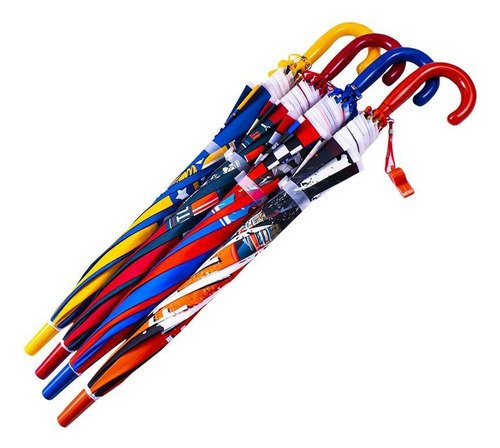 Paraguas Infantil Pvc Con Dibujo Y Color Variado Clandy Mango Azul Moto Racing