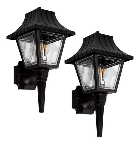 Lámpara De Pared Farol Negro 2 Piezas 40w E27 1 Luz