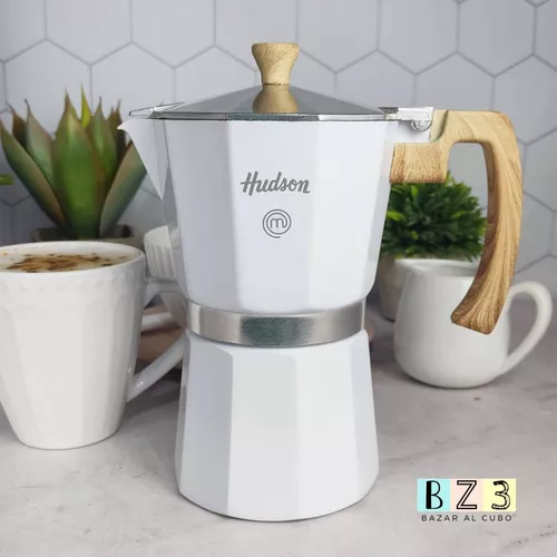 Cafetera Esmaltada Blanca Italiana Induccion 6 Tazas — Hudson Cocina