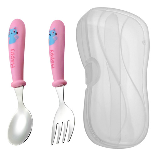 Conjunto De Talheres 2x Colheres Garfo Talheres Cor De Rosa