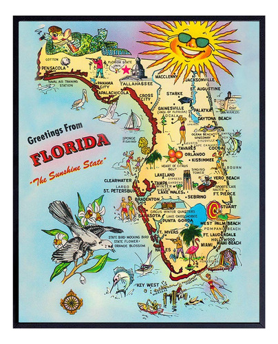 Póster De Viaje Del Estado De Florida Souvenirs De Flo...