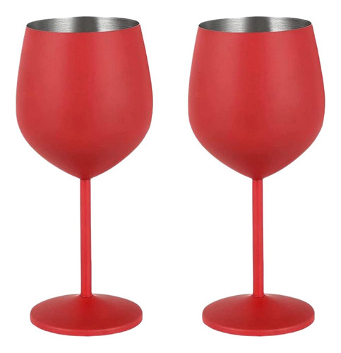 2 Copas Vino Acero Inoxidable,juego Regalo 2 Copas Metálicas