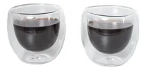 Comprar Set X2 Vasos Hudson Tazas Doble Pared De Vidrio 150ml Cafe