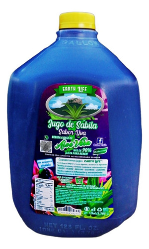 (1 Galón) Jugo De Sábila Sabor Uva Earth Life Aloe