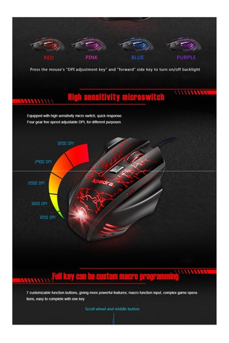 Imagen 3 de 6 de Mouse Gamer Profesional Retroiluminado Rgb 7 Botones Imice