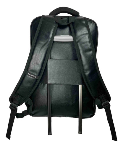 Mochila Executiva Notebook Couro Ecológico Santino San200u01 Cor Preta
