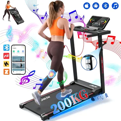 Esteira Elétrica Jmjn 3hp 14km/h Com Bluetooth E App 200kg Preto-app 220v