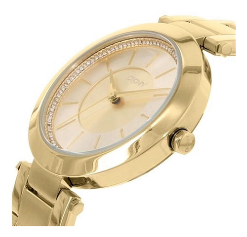 Relógio Pulso Feminino Dkny Donna Karan Aço Dourado Champagn