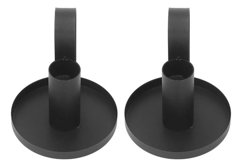 . 2 Porta-velas De Metal Com Alça Curva Estilo Retrô