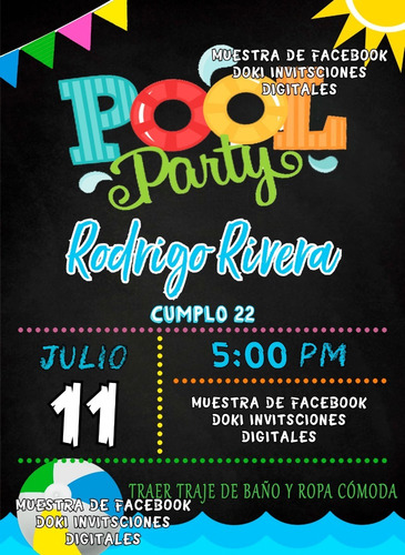 Invitación Digital Imprimible De Pool Party