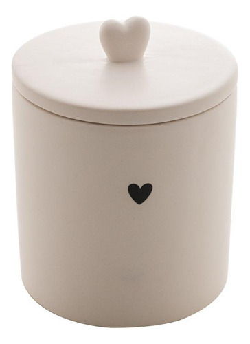 Potiche Lyor Heart De Ceramica Branco 10cm X 10cm X 15cm