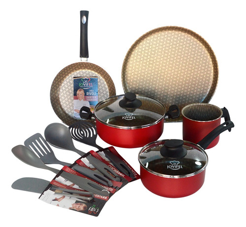 Batería Cocina Teflón Jovifel Rivoli 12 Pzs Set Utensilios