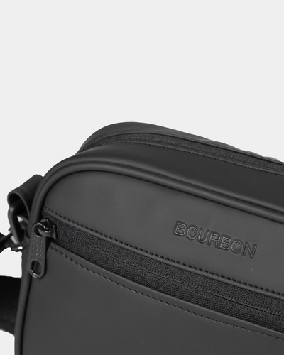 Carteras Mini Bag Bandolera Negra Hombre Mujer Moda Bourbon Negro Lisa Níquel Negro