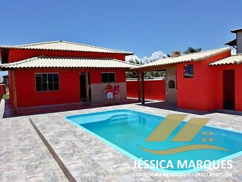 037-2 Casa 2 Quartos, Área Gourmet E Piscina Em Unamar - Cf