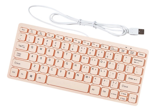Teclado Com Fio Digação Confortável Mini Conveniente Rosa