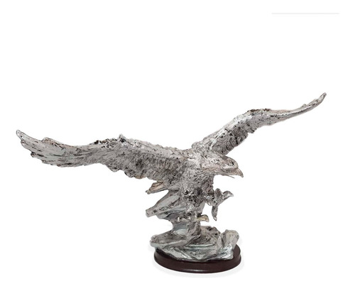 Figura De Aguila Decorativa Plateada De 37 Cm