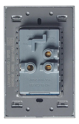 Bp25-cnn Placa Con 2 Contactos Y 2 Entradas De Usb Cristal N 15 A 240v Negro