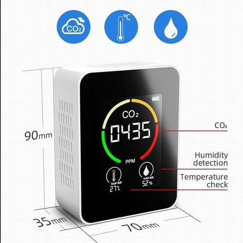 Medidor De Co2 Dioxido Carbono Humedad Termometro Alarma*