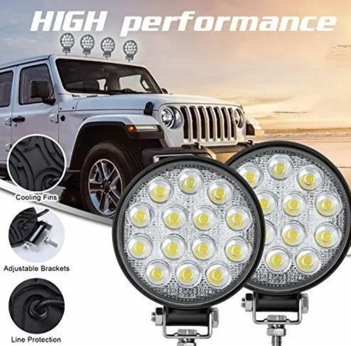 2 Exploradoras 14led Redondas 14000lumens Carro-moto+suitche