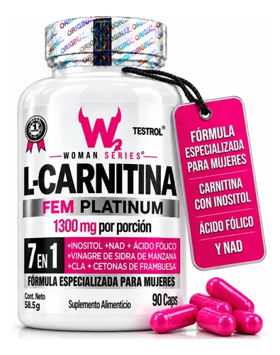 Testrol Carnitina para Mujeres FemPlatinum 90 Capsulas