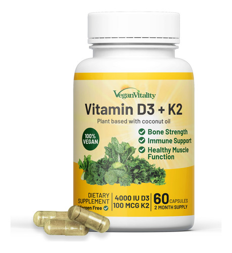 Vegan Vitality Vitamina D3 K2 4000 Ui Cápsulas Veganas