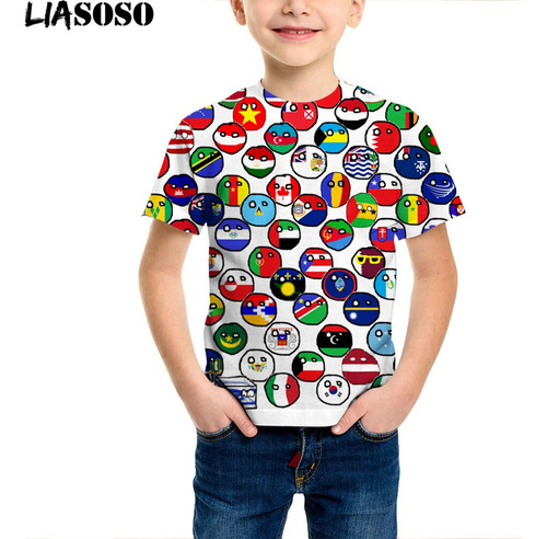 Playeras 3d Countryball Polandballs For Niños