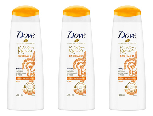 Kit 03 Shampoo Dove Texturas Reais Cacheados - 200ml